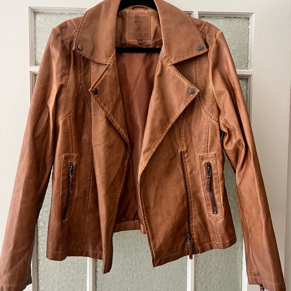 Max Studio Brown Faux Leather Jacket